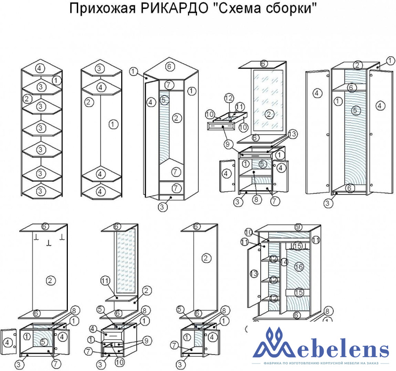 Модульная прихожая Рикардо 7У